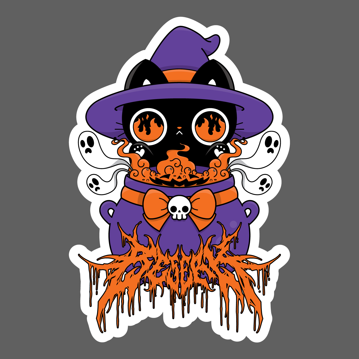 Halloween Hocus Purr-cus Metal | STICKER
