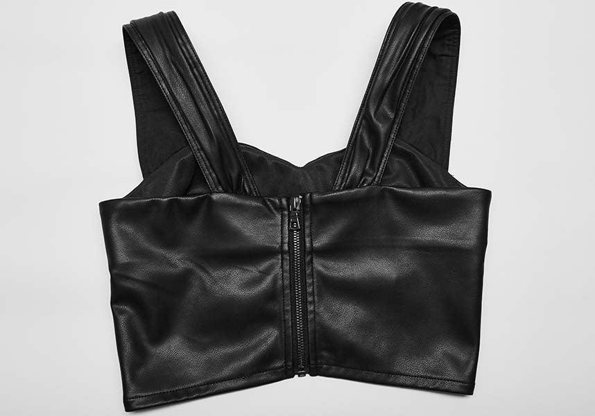 Pleated Faux Leather | TOP - Beserk - all, all clothing, all ladies, all ladies clothing, black, clothing, discountapp, faux leather, fp, googleshopping, goth, goth summer, goth summer clothing, goth tank top, gothic, gothic gifts, halloween clothing, labelnew, labelvegan, ladies, ladies clothing, ladies shirt, ladies top, ladies tops, may23, plus, plus size, PR20230509, R300523, ruched, summer clothing, summer goth, tees and tops, tops, tshirts and tops, vegan, womens crop tops