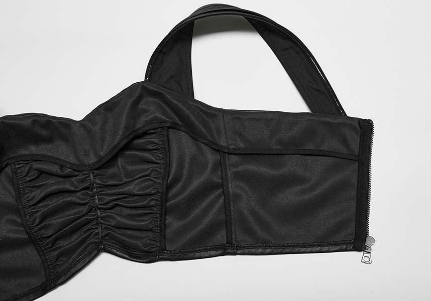 Pleated Faux Leather | TOP - Beserk - all, all clothing, all ladies, all ladies clothing, black, clothing, discountapp, faux leather, fp, googleshopping, goth, goth summer, goth summer clothing, goth tank top, gothic, gothic gifts, halloween clothing, labelnew, labelvegan, ladies, ladies clothing, ladies shirt, ladies top, ladies tops, may23, plus, plus size, PR20230509, R300523, ruched, summer clothing, summer goth, tees and tops, tops, tshirts and tops, vegan, womens crop tops