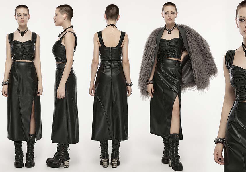 Pleated Faux Leather | TOP - Beserk - all, all clothing, all ladies, all ladies clothing, black, clothing, discountapp, faux leather, fp, googleshopping, goth, goth summer, goth summer clothing, goth tank top, gothic, gothic gifts, halloween clothing, labelnew, labelvegan, ladies, ladies clothing, ladies shirt, ladies top, ladies tops, may23, plus, plus size, PR20230509, R300523, ruched, summer clothing, summer goth, tees and tops, tops, tshirts and tops, vegan, womens crop tops