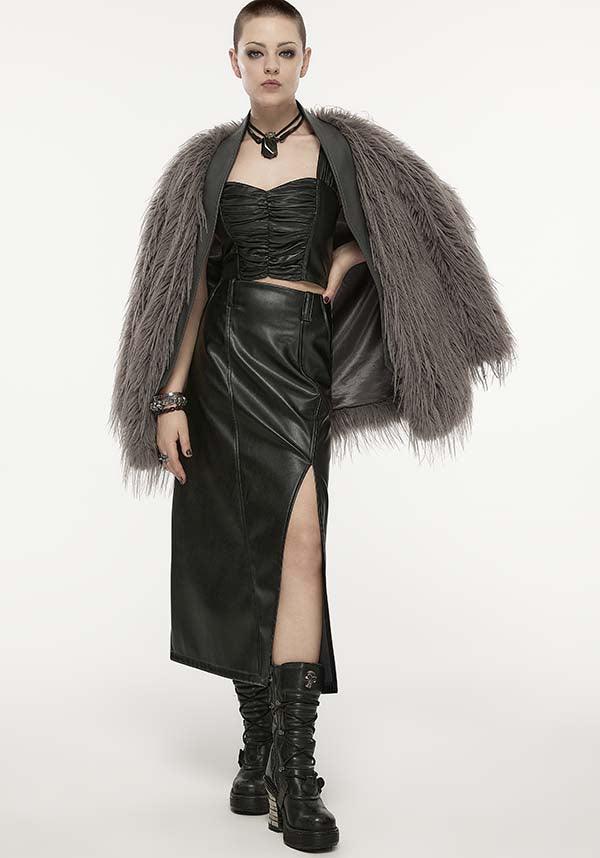 Pleated Faux Leather | TOP - Beserk - all, all clothing, all ladies, all ladies clothing, black, clothing, discountapp, faux leather, fp, googleshopping, goth, goth summer, goth summer clothing, goth tank top, gothic, gothic gifts, halloween clothing, labelnew, labelvegan, ladies, ladies clothing, ladies shirt, ladies top, ladies tops, may23, plus, plus size, PR20230509, R300523, ruched, summer clothing, summer goth, tees and tops, tops, tshirts and tops, vegan, womens crop tops