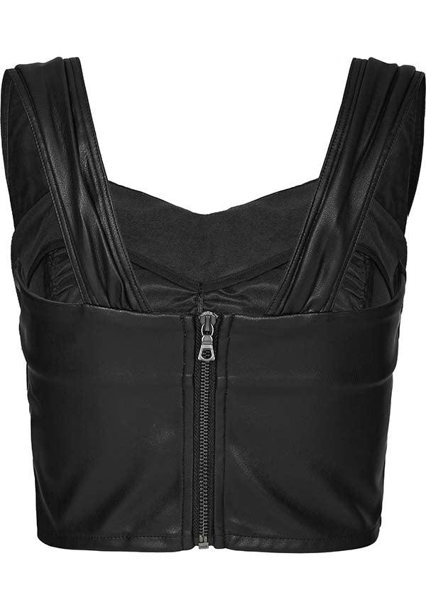 Pleated Faux Leather | TOP - Beserk - all, all clothing, all ladies, all ladies clothing, black, clothing, discountapp, faux leather, fp, googleshopping, goth, goth summer, goth summer clothing, goth tank top, gothic, gothic gifts, halloween clothing, labelnew, labelvegan, ladies, ladies clothing, ladies shirt, ladies top, ladies tops, may23, plus, plus size, PR20230509, R300523, ruched, summer clothing, summer goth, tees and tops, tops, tshirts and tops, vegan, womens crop tops