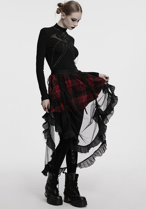 Ashaya Plaid Mesh | MIDI SKIRT