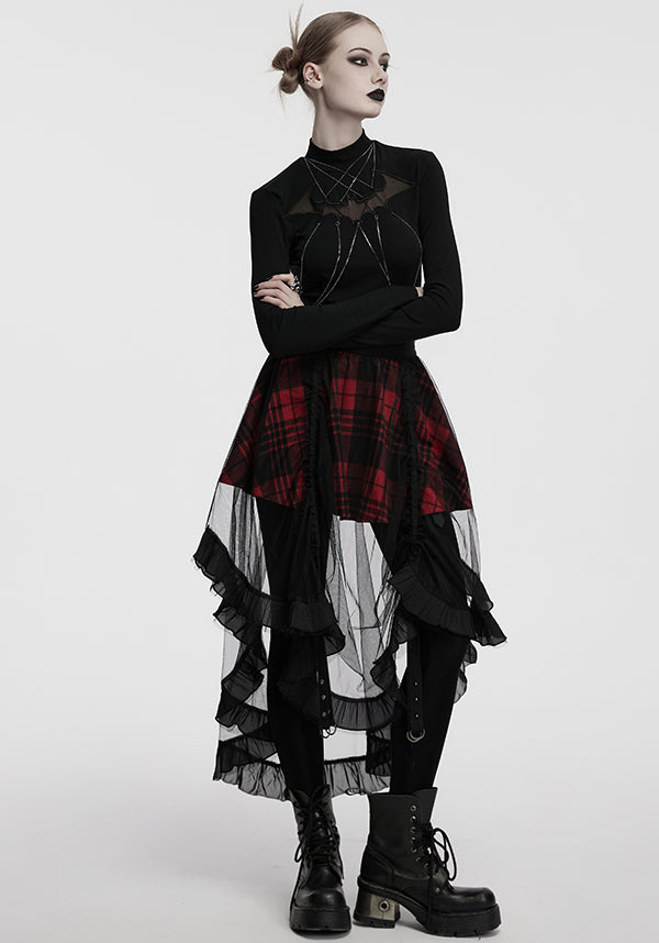 Ashaya Plaid Mesh | MIDI SKIRT