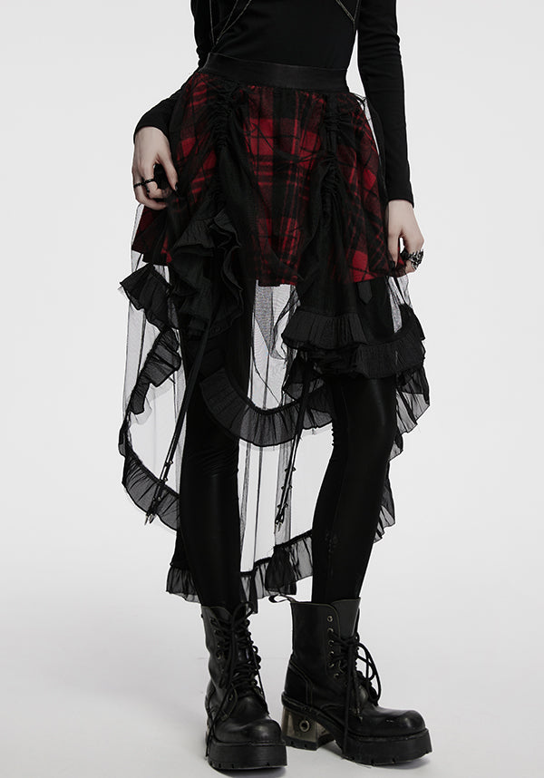 Ashaya Plaid Mesh | MIDI SKIRT