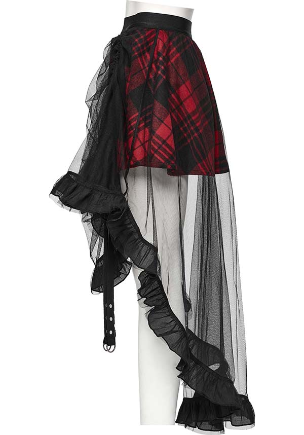 Ashaya Plaid Mesh | MIDI SKIRT