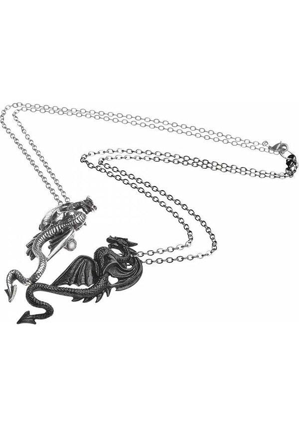 Draconic Tryst | PENDANT - Beserk - accessories, alchemy gothic, all, black, clickfrenzy15-2023, dec18, discountapp, dragon, dragons, fp, gifts, gothic, gothic gifts, jewellery, jewelry, medieval, mens, mens accessories, mens valentines gifts, necklace, silver, valentines