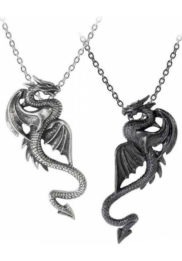 Draconic Tryst | PENDANT - Beserk - accessories, alchemy gothic, all, black, clickfrenzy15-2023, dec18, discountapp, dragon, dragons, fp, gifts, gothic, gothic gifts, jewellery, jewelry, medieval, mens, mens accessories, mens valentines gifts, necklace, silver, valentines