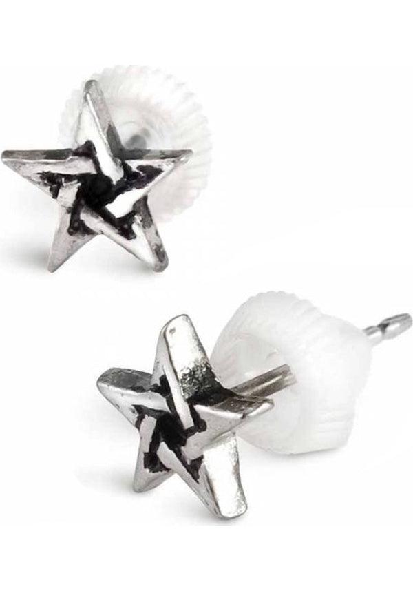 Pentagram | EAR STUDS - Beserk - accessories, alchemy gothic, all, clickfrenzy15-2023, discountapp, earrings, fp, gothic, gothic accessories, jewellery, jewelry, ladies accessories, mar20, pentagram, silver, studs