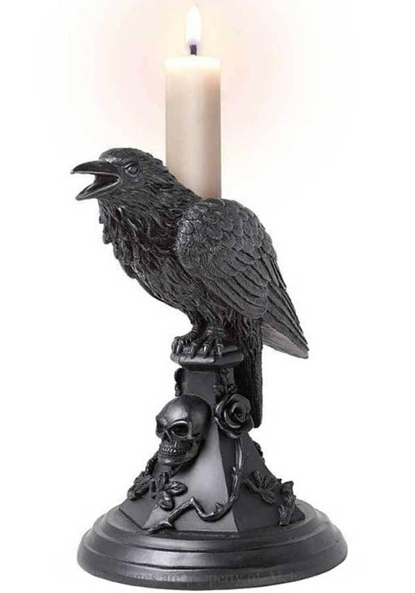 Poe's Raven | CANDLESTICK`` - Beserk - AG086790, all, bird, candle, candle holder, candles, clickfrenzy15-2023, discountapp, fp, gift, gift idea, gift ideas, gifts, goth, goth homeware, gothic, gothic gifts, gothic homeware, gothic homewares, halloween homeware, halloween homewares, home, homeware, homewares, jul22, r030722, raven, skull