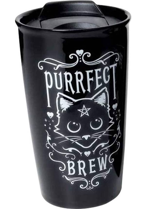 Purrfect Brew Double Walled | MUG` - Beserk - alchemy gothic, all, black, black and white, black cat, cat, cats, clickfrenzy15-2023, coffee, discountapp, ecohomewares, fp, goth, gothic, gothic homewares, home, homeware, homewares, mothersday, mothersdaycosy, R300920, sep20, travel, travel cup, travel mug, winter, winter homewares, witch, witches, witchy