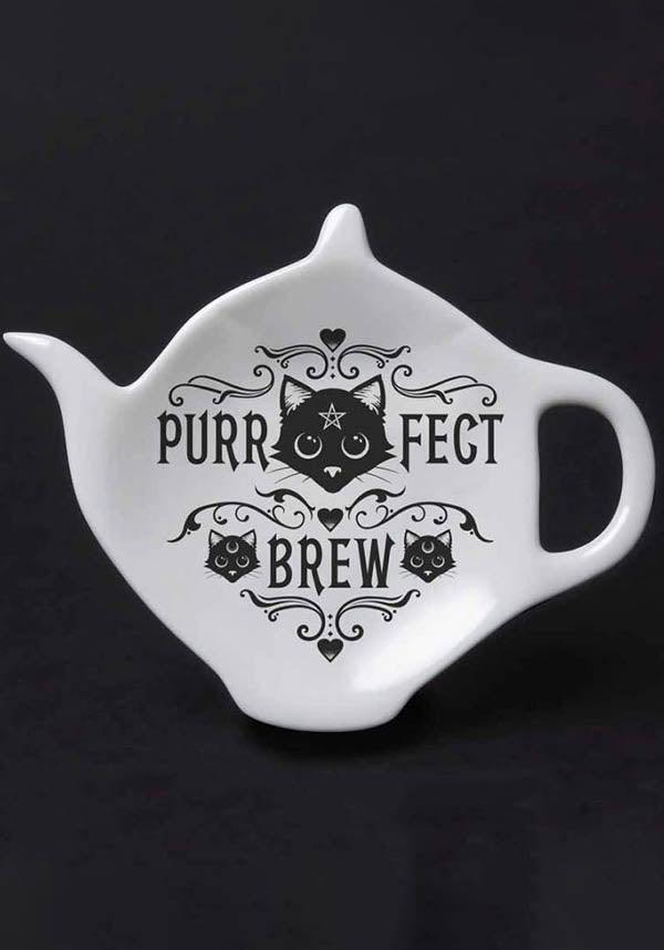 Purrfect Brew | TEABAG DISH - Beserk - alchemy gothic, all, black cat, cat, christmas gift, christmas gifts, clickfrenzy15-2023, dec20, discountapp, dish, fp, gift, gift idea, gift ideas, gifts, goth, gothic, gothic gifts, gothic homewares, halloween homewares, home, homeware, homewares, kitchen, tea, witch, witches, witchy
