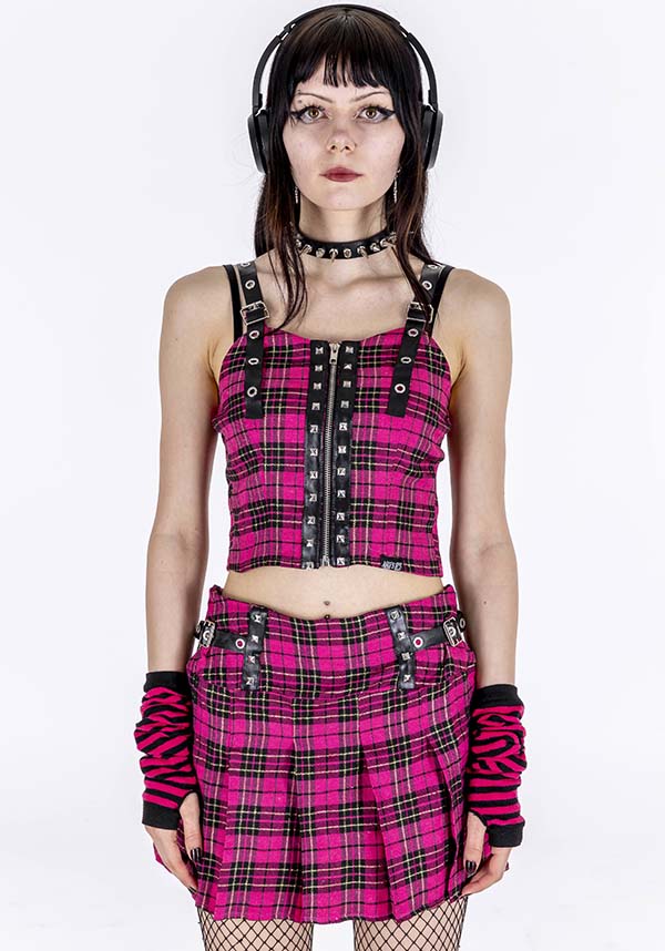 Zip It Plaid | CROP TOP*