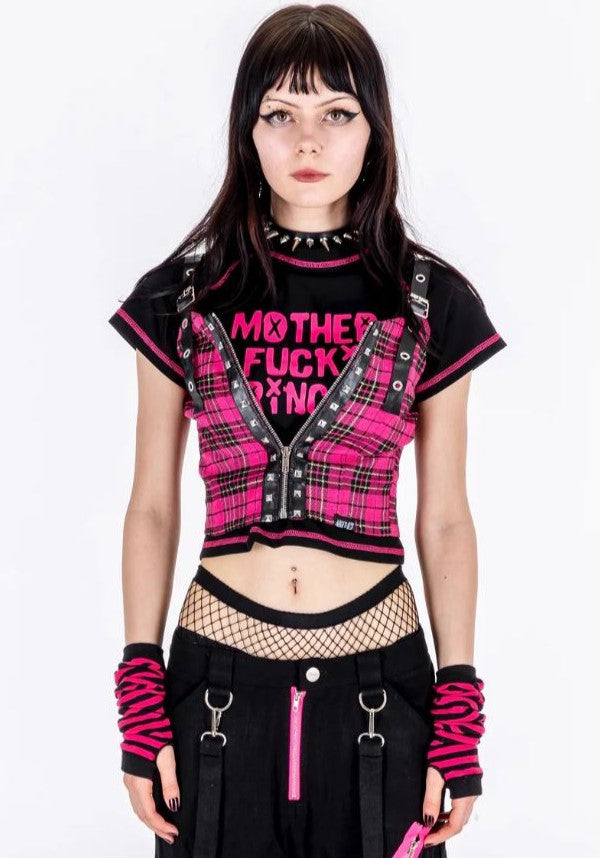 Zip It Plaid | CROP TOP*