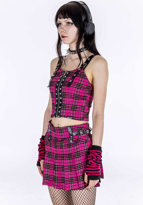 Zip It Plaid | CROP TOP*