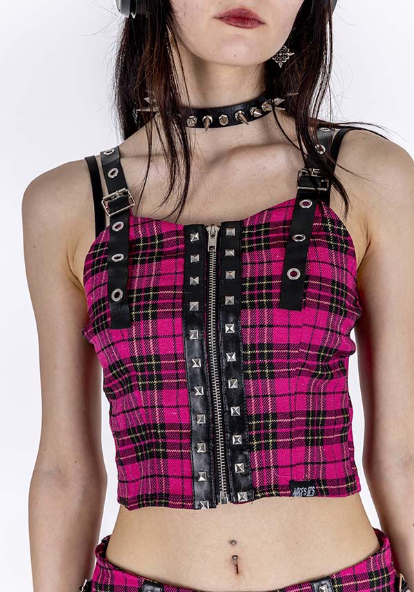 Zip It Plaid | CROP TOP*