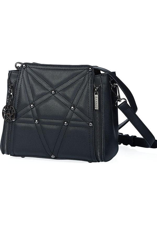 Darq | CROSSBODY BAG - Beserk - accessories, all, BA39270, bag, bags, banned apparel, black, clickfrenzy15-2023, crossbody, discountapp, fp, googleshopping, goth, gothic, gothic accessories, gothic bag, hand bag, handbag, handbags, handbags and purses, jan23, labelvegan, ladies accessories, large pentagram, messenger bag, pentagram, R050123, shoulder bag, studded, vegan