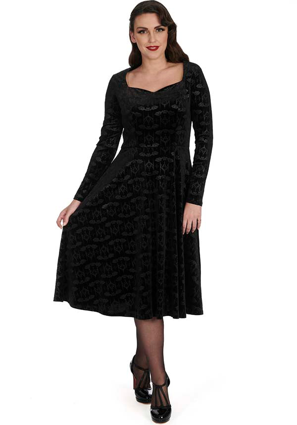 Velvet Bat Fit & Black | FLARE DRESS*