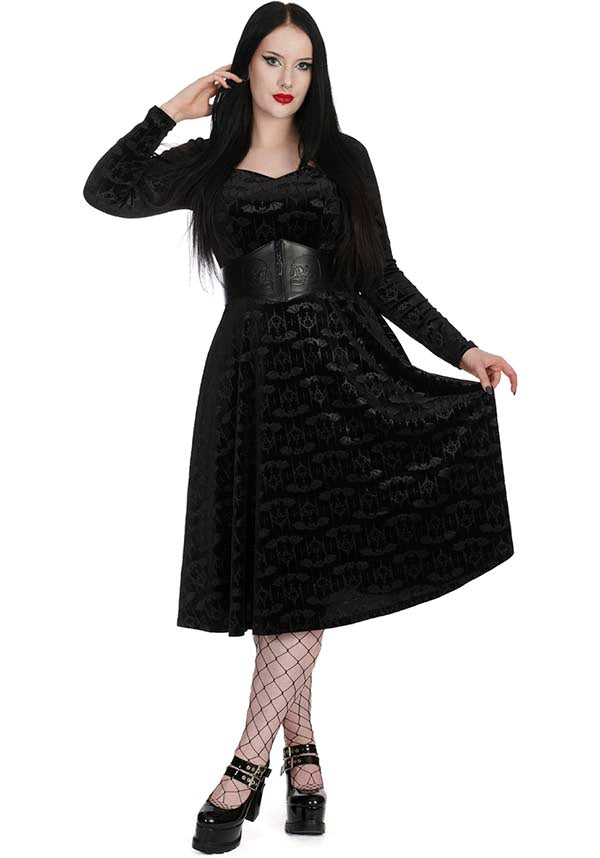 Velvet Bat Fit & Black | FLARE DRESS*