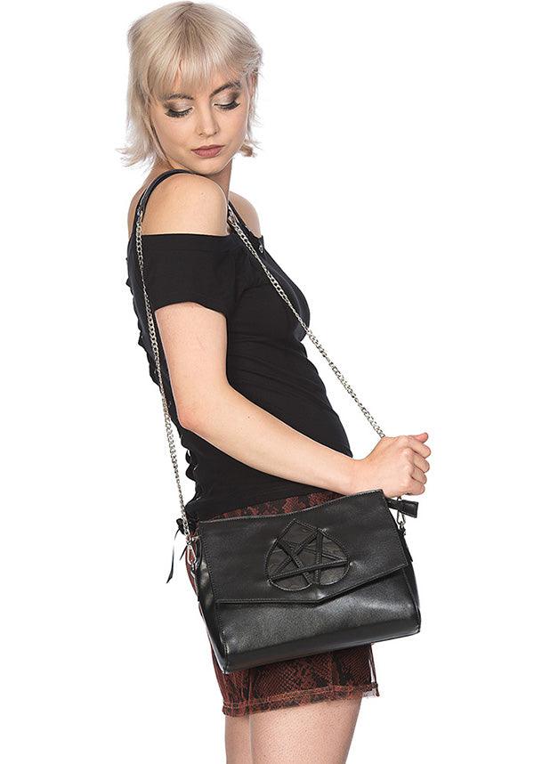 Flash Of Twilight | SHOULDER BAG - Beserk - accessories, all, apr20, bag, bags, black, clickfrenzy15-2023, discountapp, fp, goth, gothic, gothic accessories, gothic bag, hand bag, handbag, handbags and purses, labelvegan, ladies accessories, pentagram, shoulder bag, small bag, vegan
