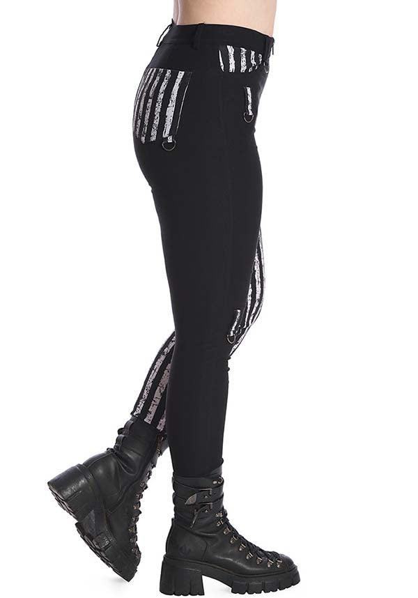 Spooky Nightwalks | PANTS^ - Beserk - all clothing, all ladies clothing, BA37116, backorder, black, black and white, clickfrenzy15-2023, clothing, discountapp, fp, goth, gothic, jeans, jun22, ladies clothing, ladies pants, ladies pants + shorts, ladies pants and shorts, long pants, pants, R050622, stripe, striped, stripes, stripey, trousers, womens pants