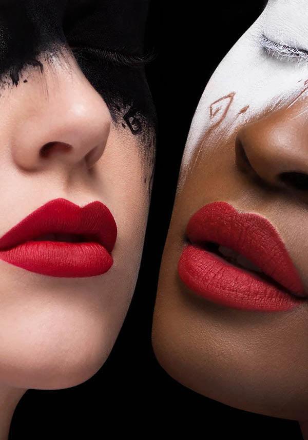 Sanguis | LIQUID LIPSTICK* - Beserk - all, black moon cosmetics, blackmooncosmetics, BMC210921, bright, bright red, clickfrenzy15-2023, colour:red, cosmetics, discountapp, eofy2023, eofy2023blackmooncosmetics25, exclusive, labelexclusive, labelvegan, lip, lips, lipstick, liquid lipstick, make up, makeup, nov21, pin up, pinup, R071121, red, rockabilly, sale, vegan