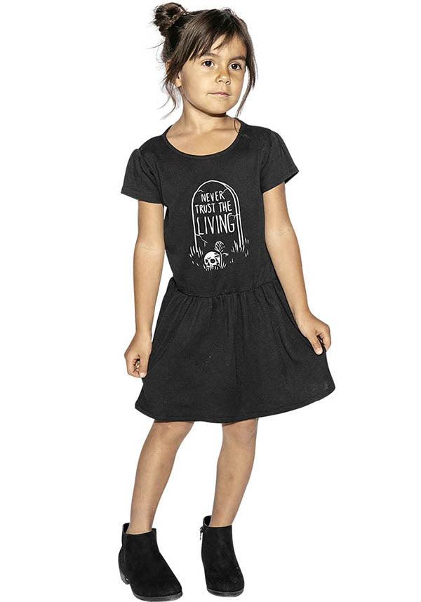 Never Trust The Living | TODDLER DRESS** - Beserk - all, apr21, babies, baby, baby clothing, black, blackcraft, boxingday22-20, clickfrenzy15-2023, discountapp, edgy, exclusive, finalsale, goth, gothic, halloween, kid, kids, kids clothing, labelexclusive, lastonesale, mysterypack2023, repriced020822, sale