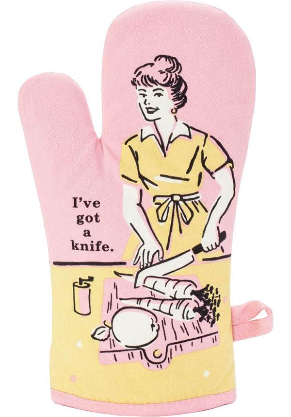 I've Got A Knife | OVEN MITT - Beserk - all, blueq, clickfrenzy15-2023, cooking, cpgstinc, discountapp, fp, gifts, home, homewares, jul19, kitchen, optoco, oven mitt, pink, retro, retro homewares