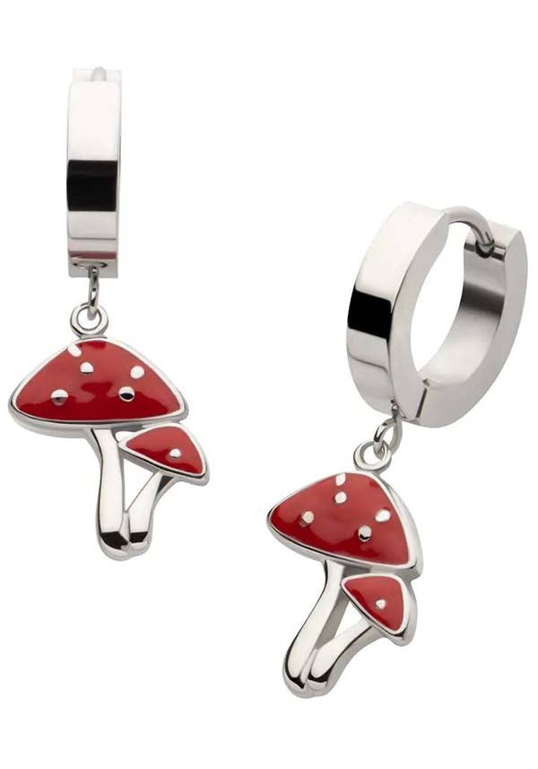 Red Enamel Amanita | HUGGIE EARRINGS