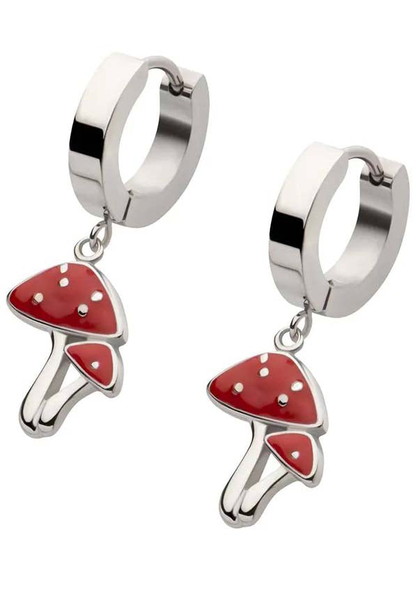 Red Enamel Amanita | HUGGIE EARRINGS