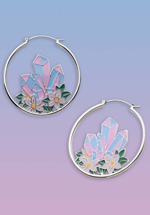 Aura Quartz Daisies | PLUG HOOP EARRINGS*