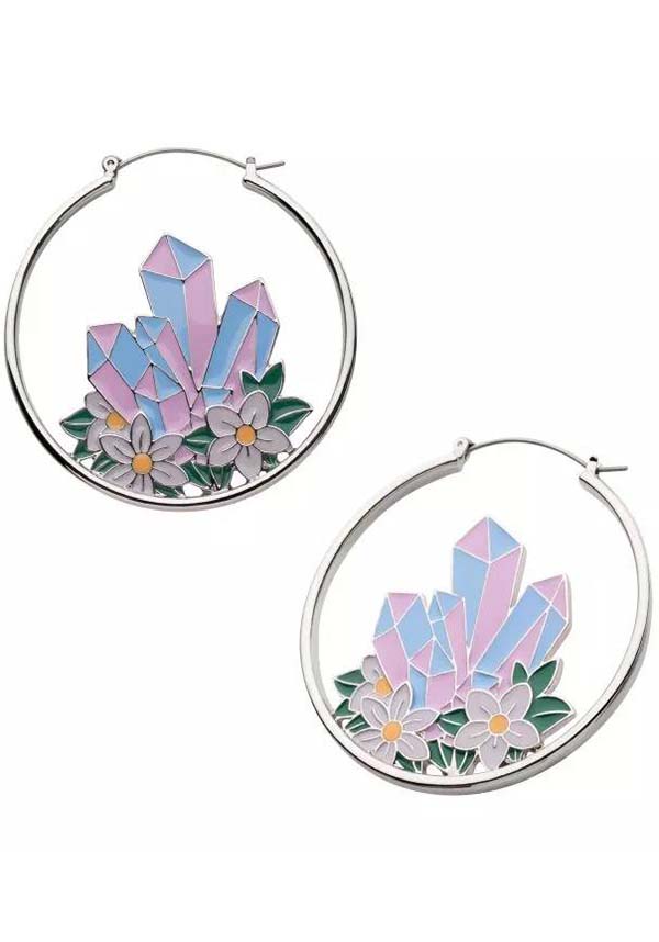 Aura Quartz Daisies | PLUG HOOP EARRINGS*