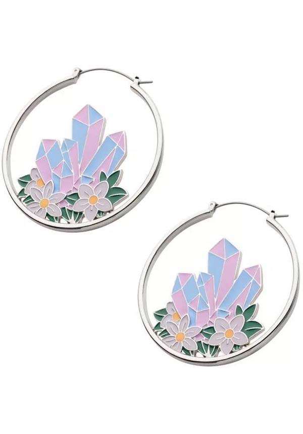 Aura Quartz Daisies | PLUG HOOP EARRINGS*
