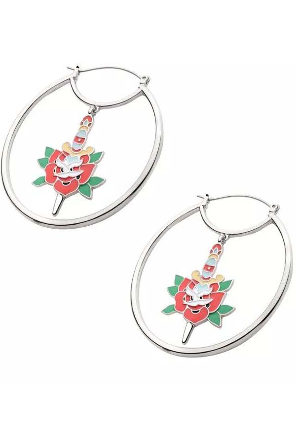 Bleeding Rose | PLUG HOOP EARRINGS*
