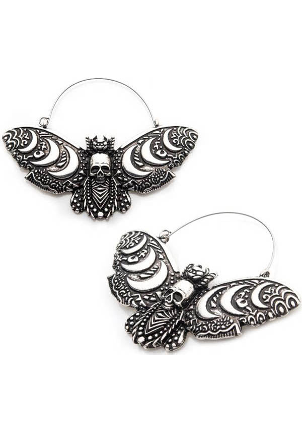 Moon Phase Death Moth | PLUG HOOP EARRINGS