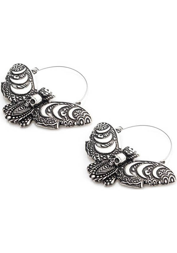 Moon Phase Death Moth | PLUG HOOP EARRINGS