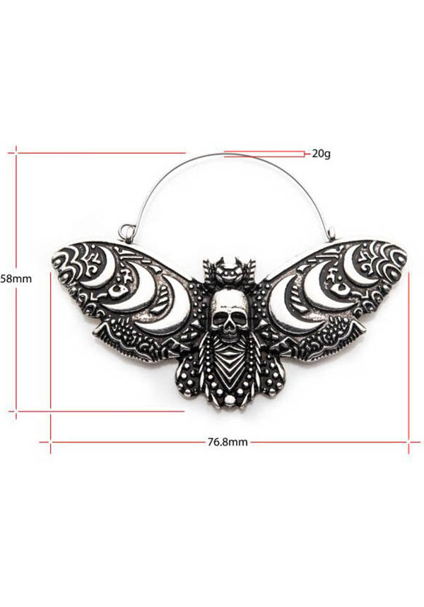 Moon Phase Death Moth | PLUG HOOP EARRINGS