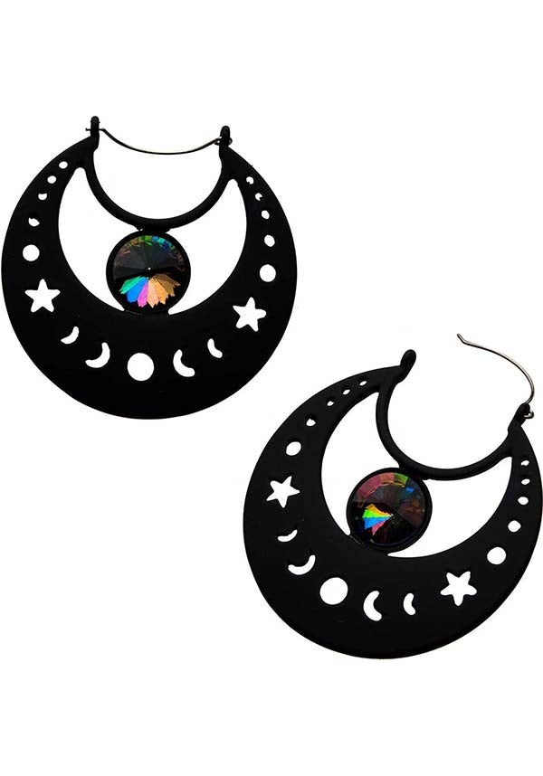 Moon Phase Gem | PLUG HOOP EARRINGS*