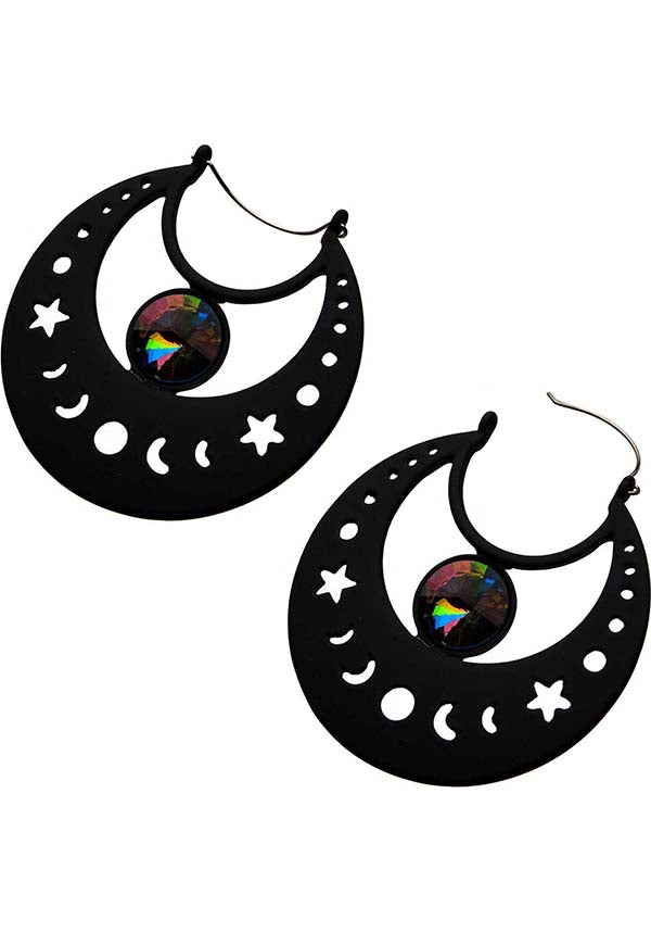Moon Phase Gem | PLUG HOOP EARRINGS*