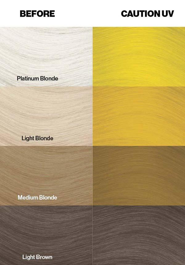 Caution UV | HAIR COLOUR - Beserk - all, beserkstaple, clickfrenzy15-2023, cosmetics, crazy color, discountapp, dye, fp, hair, hair colour, hair dye, hair dyes, hair yellow, jul18, labeluvreactive, labelvegan, mermaid, rainbow, repriced011222, uv, uv reactive, uvreactive, uvreactive1, vegan, yellow