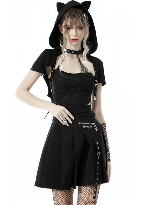 Black Cat | CROPPED HOODIE - Beserk - all, all clothing, all ladies clothing, cape, cardigan, cat, cats, clickfrenzy15-2023, clothing, cool, DIL220427, discountapp, fp, hood, hooded, hoodie, hoodies, ladies clothing, ladies outerwear, may22, outerwear, R220522, shrug, tail, winter, winter clothing, winter wear, womens hoodie