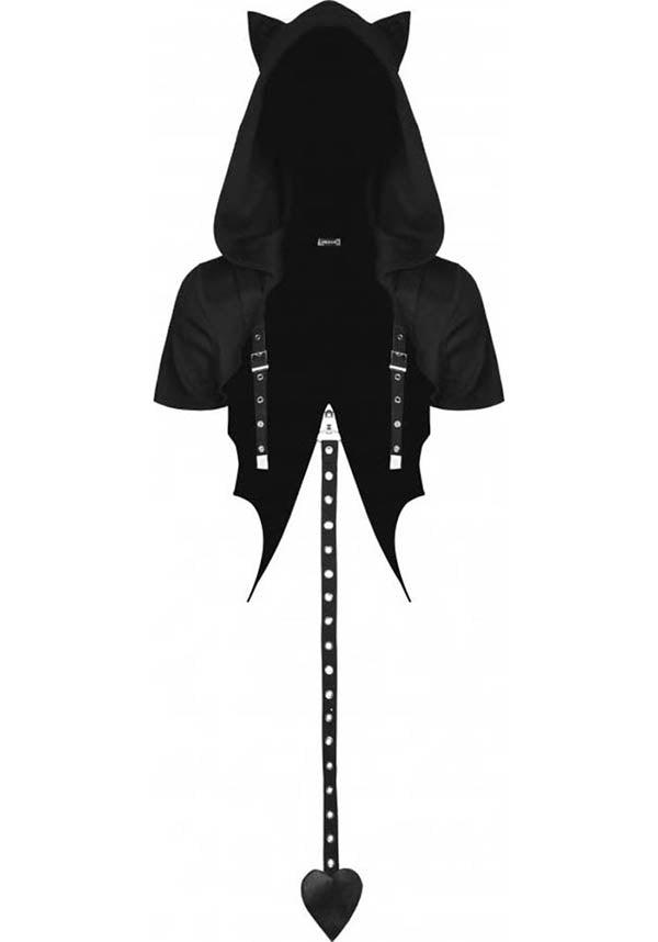 Black Cat | CROPPED HOODIE - Beserk - all, all clothing, all ladies clothing, cape, cardigan, cat, cats, clickfrenzy15-2023, clothing, cool, DIL220427, discountapp, fp, hood, hooded, hoodie, hoodies, ladies clothing, ladies outerwear, may22, outerwear, R220522, shrug, tail, winter, winter clothing, winter wear, womens hoodie