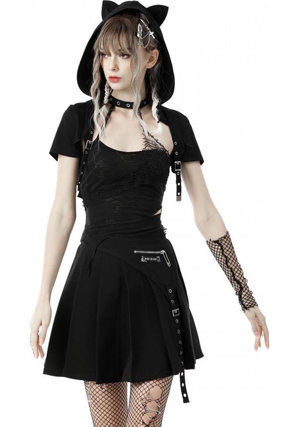 Black Cat | CROPPED HOODIE - Beserk - all, all clothing, all ladies clothing, cape, cardigan, cat, cats, clickfrenzy15-2023, clothing, cool, DIL220427, discountapp, fp, hood, hooded, hoodie, hoodies, ladies clothing, ladies outerwear, may22, outerwear, R220522, shrug, tail, winter, winter clothing, winter wear, womens hoodie