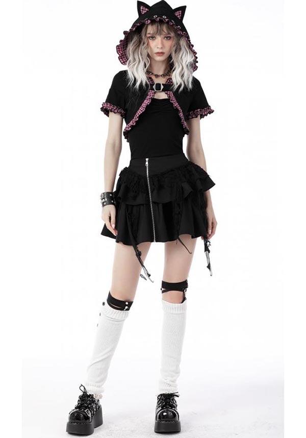 Mesmerise | CROPPED HOODIE^ - Beserk - all, all clothing, all ladies, all ladies clothing, backorder, black, bolero, buckle, cape, cardigan, cat, cats, checkered, clickfrenzy15-2023, clothing, DIL220811, discountapp, fp, googleshopping, goth, gothic, hood, hooded, hoodie, hoodies, kawaii, ladies, ladies clothing, ladies outerwear, outerwear, pastel goth, pink, plaid, R130922, ruffle, sep22, Sept, shrug, tartan, winter, winter wear, woman, women, womens hoodie