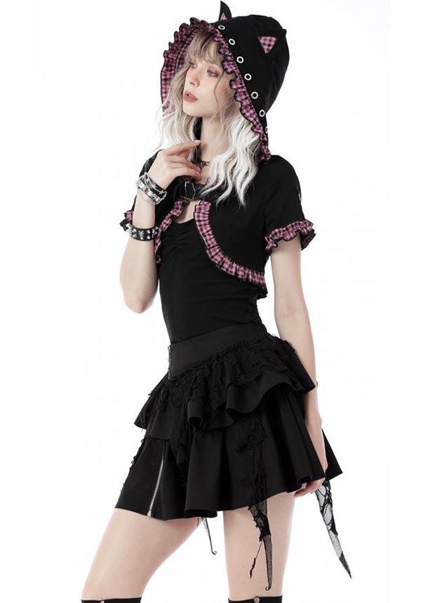 Mesmerise | CROPPED HOODIE^ - Beserk - all, all clothing, all ladies, all ladies clothing, backorder, black, bolero, buckle, cape, cardigan, cat, cats, checkered, clickfrenzy15-2023, clothing, DIL220811, discountapp, fp, googleshopping, goth, gothic, hood, hooded, hoodie, hoodies, kawaii, ladies, ladies clothing, ladies outerwear, outerwear, pastel goth, pink, plaid, R130922, ruffle, sep22, Sept, shrug, tartan, winter, winter wear, woman, women, womens hoodie