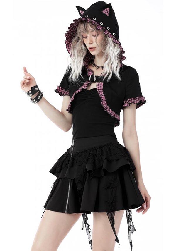 Mesmerise | CROPPED HOODIE^ - Beserk - all, all clothing, all ladies, all ladies clothing, backorder, black, bolero, buckle, cape, cardigan, cat, cats, checkered, clickfrenzy15-2023, clothing, DIL220811, discountapp, fp, googleshopping, goth, gothic, hood, hooded, hoodie, hoodies, kawaii, ladies, ladies clothing, ladies outerwear, outerwear, pastel goth, pink, plaid, R130922, ruffle, sep22, Sept, shrug, tartan, winter, winter wear, woman, women, womens hoodie