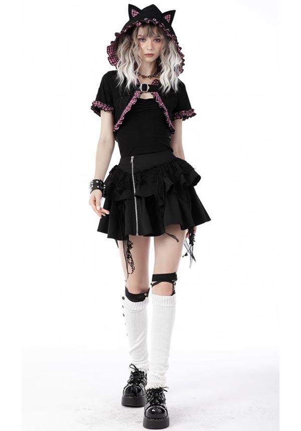 Mesmerise | CROPPED HOODIE^ - Beserk - all, all clothing, all ladies, all ladies clothing, backorder, black, bolero, buckle, cape, cardigan, cat, cats, checkered, clickfrenzy15-2023, clothing, DIL220811, discountapp, fp, googleshopping, goth, gothic, hood, hooded, hoodie, hoodies, kawaii, ladies, ladies clothing, ladies outerwear, outerwear, pastel goth, pink, plaid, R130922, ruffle, sep22, Sept, shrug, tartan, winter, winter wear, woman, women, womens hoodie