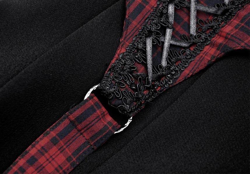 Nimue | SKIRT^ - Beserk - all, all clothing, all ladies clothing, anime skirt, backorder, black, buckles, clickfrenzy15-2023, clothing, dark in love, DIL220811, discountapp, fp, googleshopping, goth, gothic, grunge, ladies clothing, ladies skirt, mini skirt, plaid, punk, R130922, red, sep22, Sept, short skirt, skirt, skirts, street ware, street wear, streetwear, tartan, womens skirt