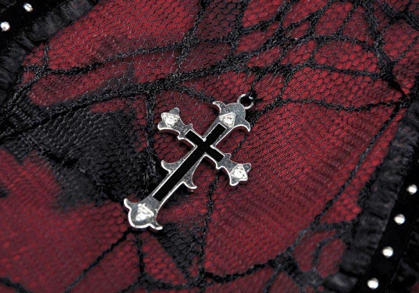 Premonition | TOP - Beserk - all, all clothing, all ladies, all ladies clothing, clickfrenzy15-2023, clothing, corset, cross, dark in love, DIL220811, discountapp, fp, googleshopping, goth, goth shirt, gothic, lace, ladies, ladies clothing, ladies top, ladies tops, R130922, red, red and black, ruffle, sep22, Sept, tees and tops, top, tops, tshirts and tops, women, womens, womens top