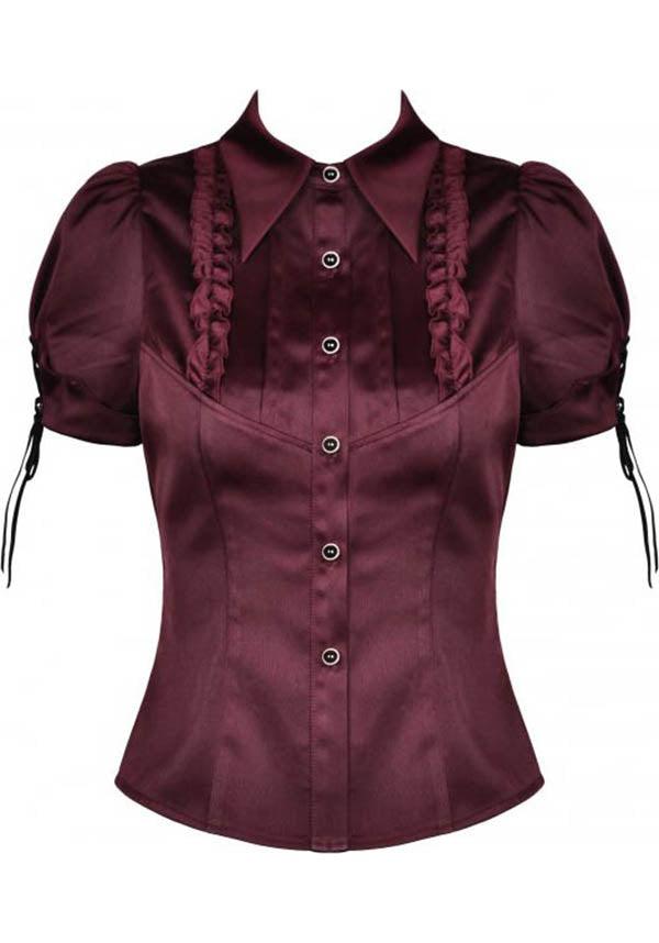 Red Wine Diamond | TOP - Beserk - all, all clothing, all ladies clothing, burgandy, burgundy, clickfrenzy15-2023, clothing, DIL220427, discountapp, fp, frill, girls top, ladies clothing, ladies top, may22, office, office clothing, R220522, red, repriced090623, short sleeved top, tees and tops, top, tops, tshirts and tops, womens top, work